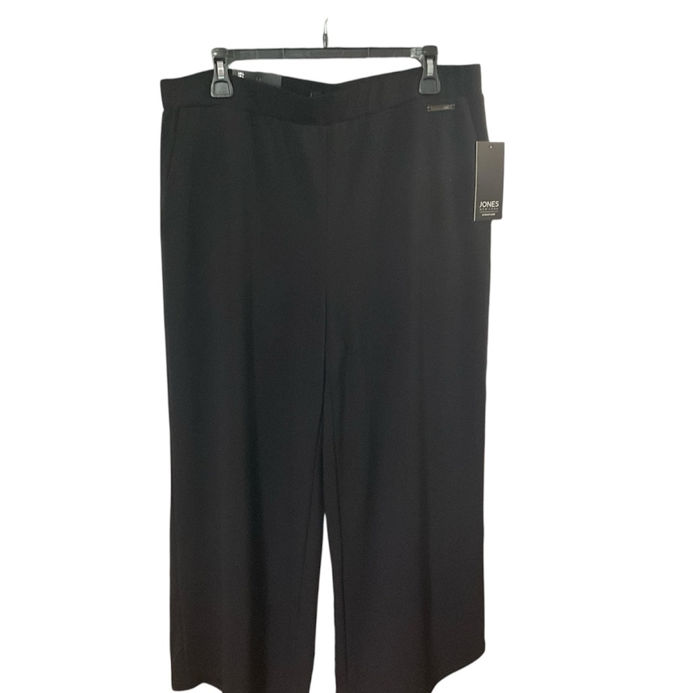 NWT Jones New York Signature Black Wide Leg Pull-On Pants Knit Culottes